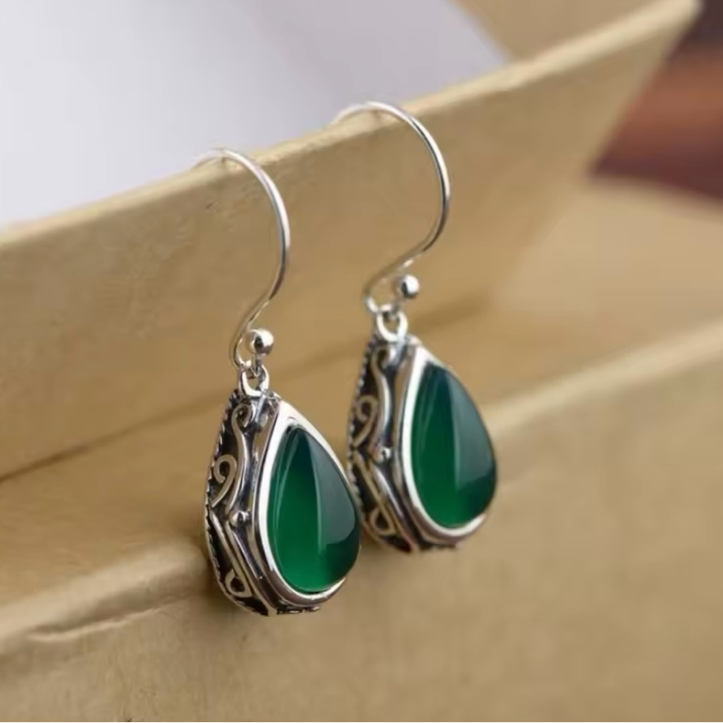 Elegant Green Teardrop Earrings